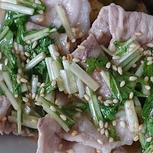 豚肉水菜の生姜焼き